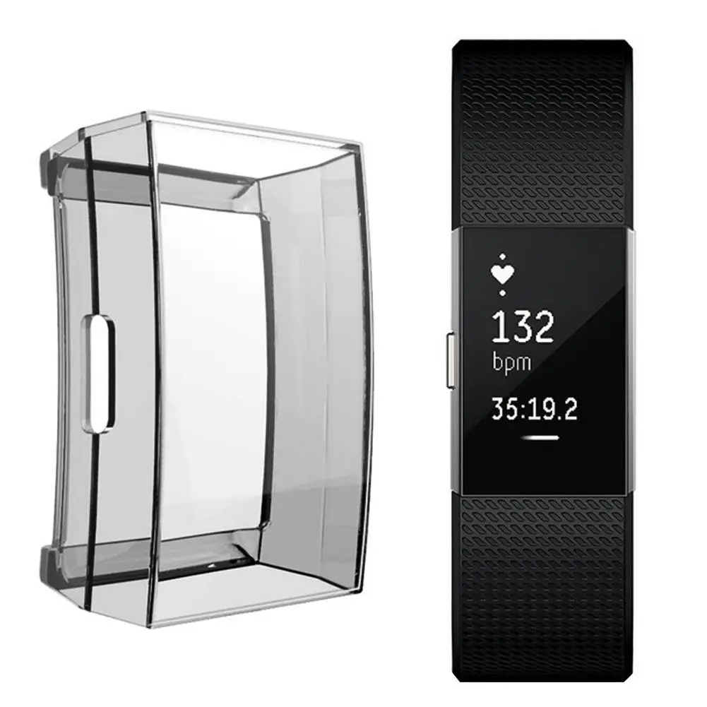 ultra thin soft tpu smart watch screen protector case cover for fitbit charge 2 wearable devices smart accessories free global shipping