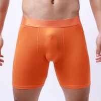 new cotton solid men boxer underwear 3d long legging sport black white blue orange yellow boxershorts