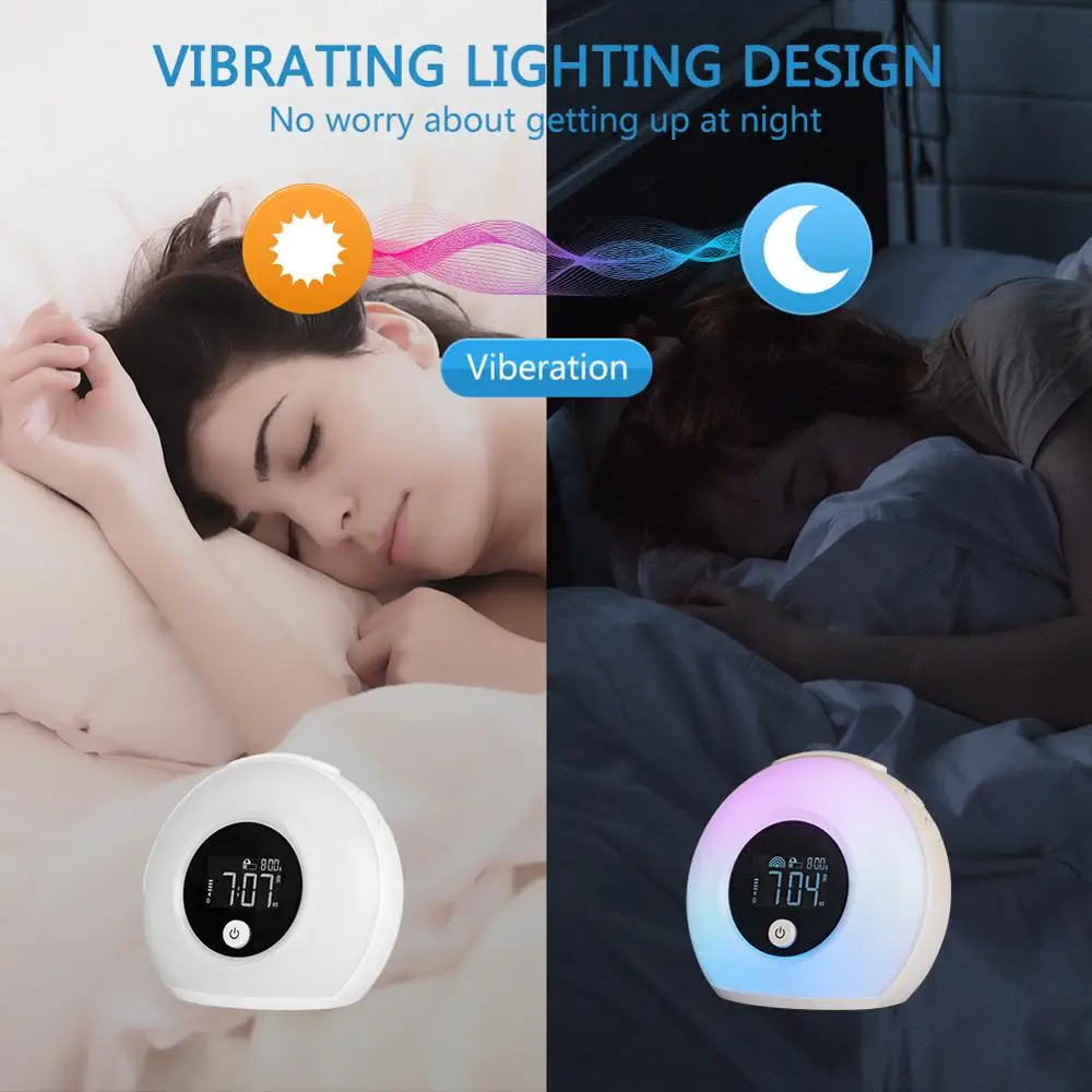 

Sunrise simulation Alarm Clock bedroom lamp colorful change Bluetooth connection LED Wake-up Light alarm clock for child's Women