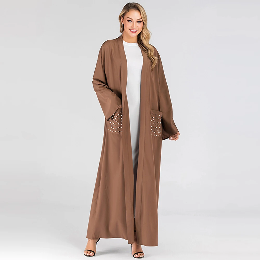 Жемчужное открытое кимоно Abaya Дубай турецкий мусульманский молитвенный хиджаб