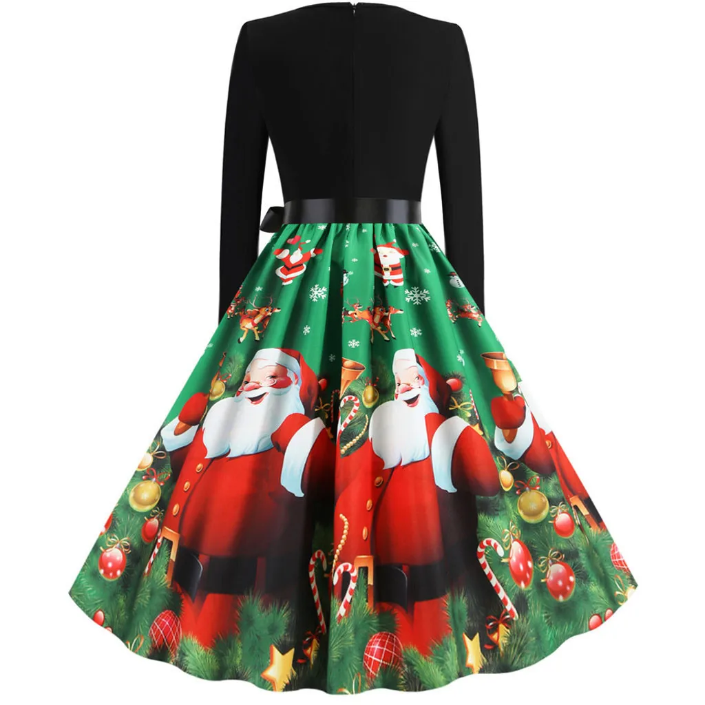 Женское винтажное плиссированное платье с длинным рукавом зеленое для вечеринки