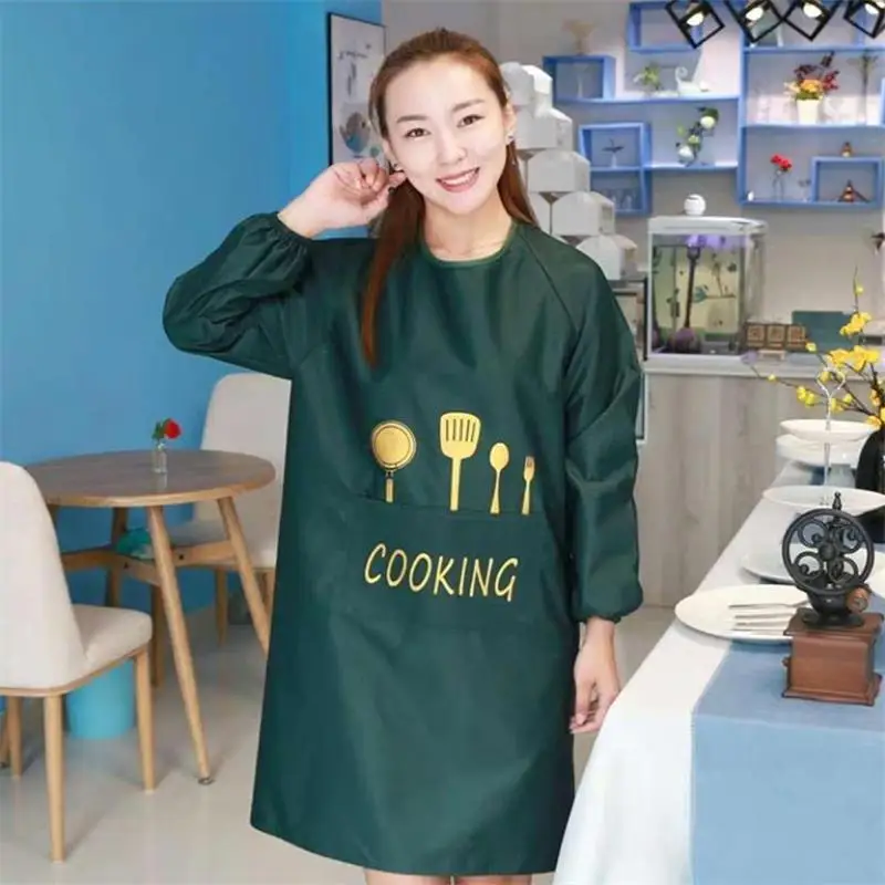Водонепроницаемый Кухонный Фартук с длинным рукавом фартуки шеф-повара для