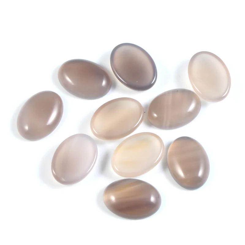 10 шт. овальные серые агатовые украшения с плоской задней поверхностью кабошон