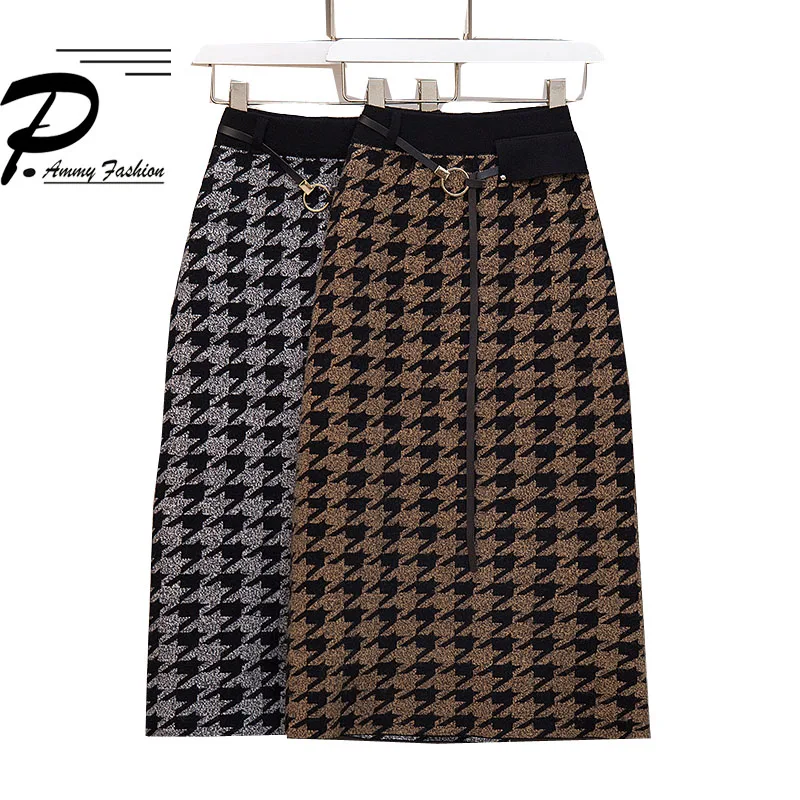 Кашемировая длинная трикотажная Женская юбка осень и зима 2019 новая модная