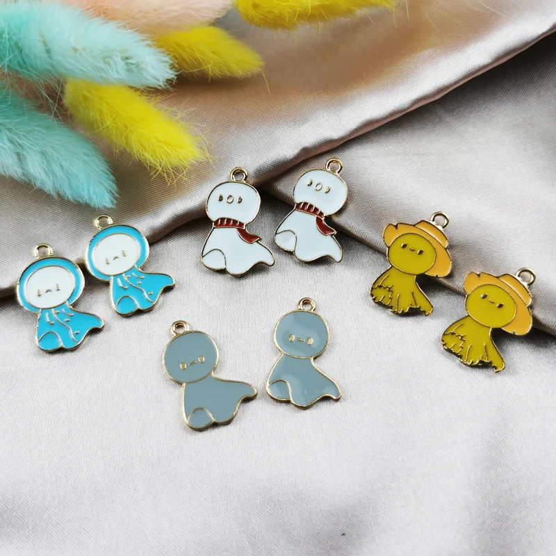 

10pcs Cartoon Sunny Doll Floating Waterdrop Enamel Charms Drop Oil Alloy Pendants Dangle DIY Jewelry Earring Necklace Accessorie