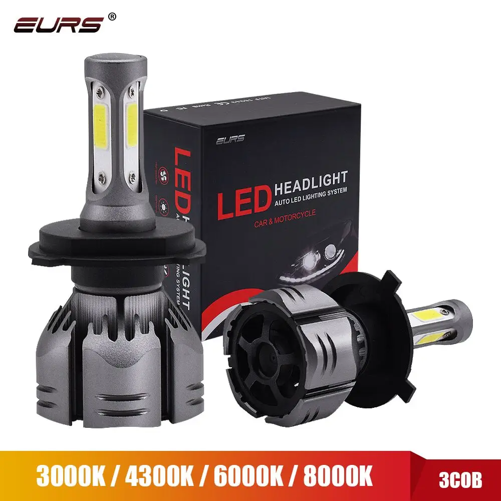 

New 3Side H4 H7 9005 9006 9012 H11 H8 HB4 H1 H3 HB3 Led Beam Auto Car Headlight Bulb 60W 9000LM 3000K 4300K 6000K Motor Led Lamp