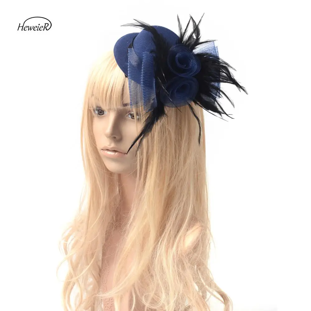 Женская шляпка-вуалетка с перьями зеленая/синяя шляпка вуалеткой заколка для