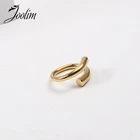 Joolim высококачественные Золотые открытые кольца из ПВД класса люкс для женщин ювелирные изделия из нержавеющей стали оптом