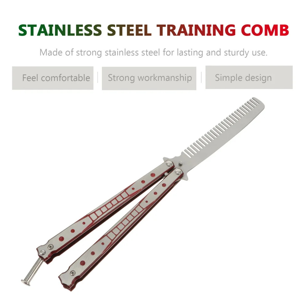 

1pc Stainless Steel Folded Shaped Comb Training Comb Beginners