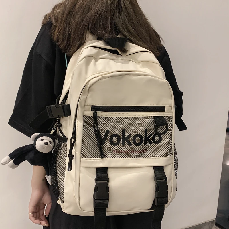 

NEW Fashion Waterproof Nylon Women Backpack For Girls Travel High Capacity Student BookBag Men Black Laptop Bag Grid Mochila