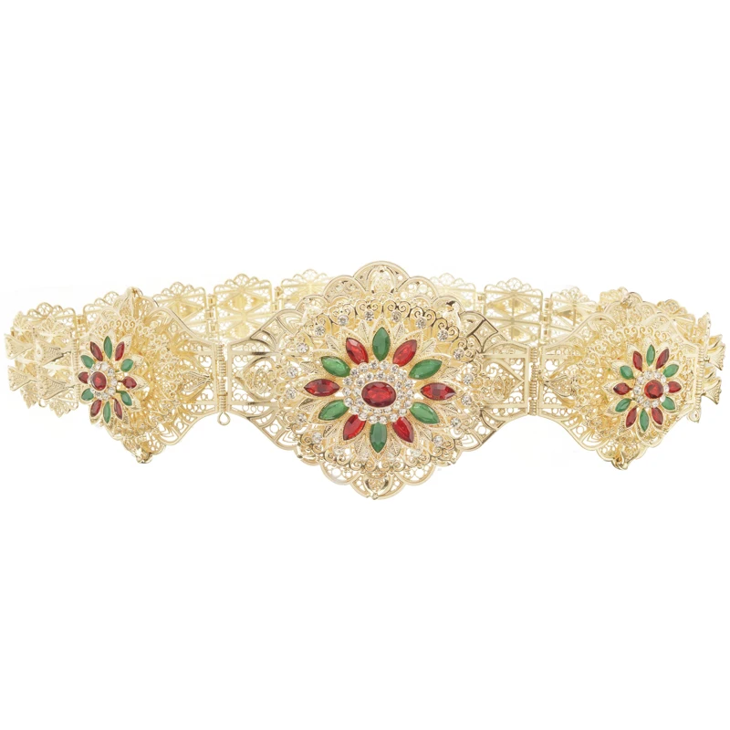 Moroccan style caften wedding dress large decorative jewelry belt noble round crystal hollow-flowered metal | Аксессуары для