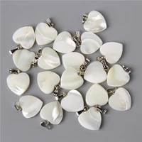15mm 510pcs natural mother of pearl shell heart carved pendant for women diy necklace accessories finding wholesale gifts