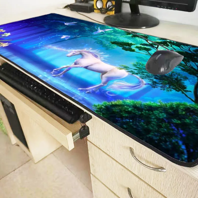 Игровой коврик для мыши XGZ Unicorns игровой с лошадиной в лесу геймерский Аниме
