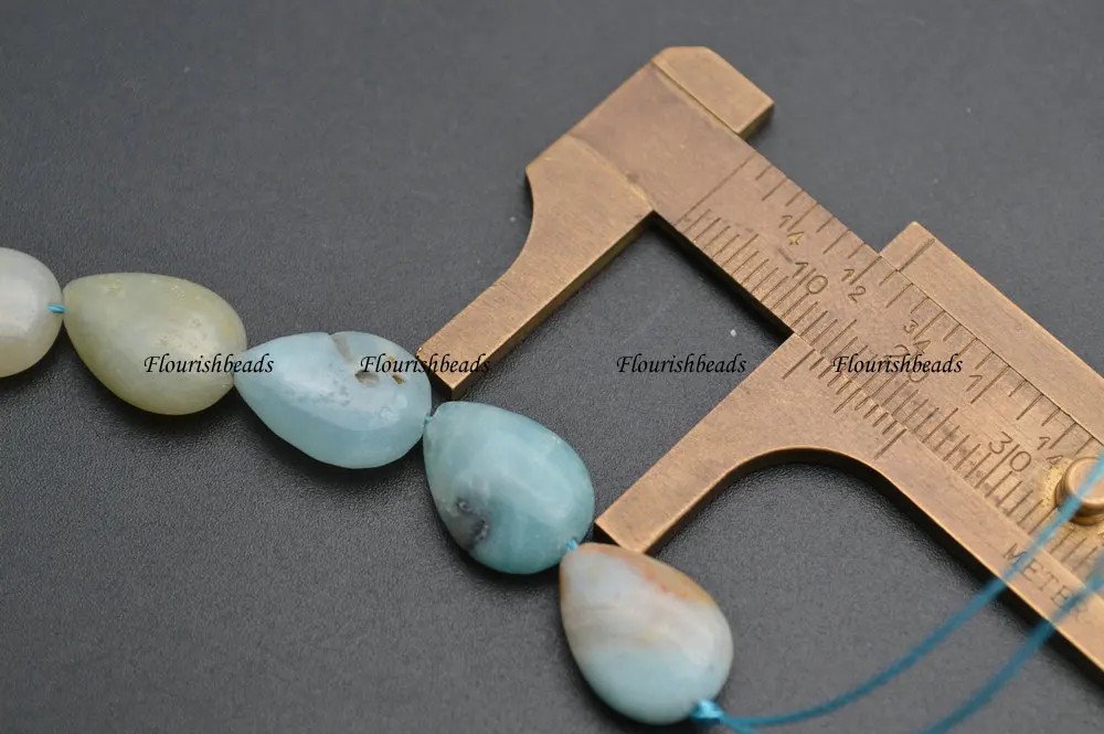 

Natural Mix Color Amazonite Flat Water Drop Shape Stone Loose Beads Jewelry Making Supplies 5 Strands Per Lot
