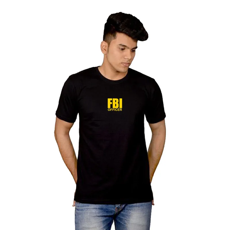 Новая модная однотонная быстросохнущая футболка FBI OFFICFR Одежда для новорожденных