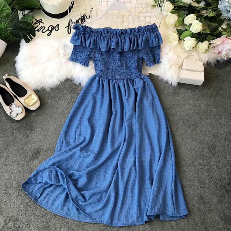 Женское платье с открытыми плечами FMFSSOM новинка 2020 летние женские платья средней