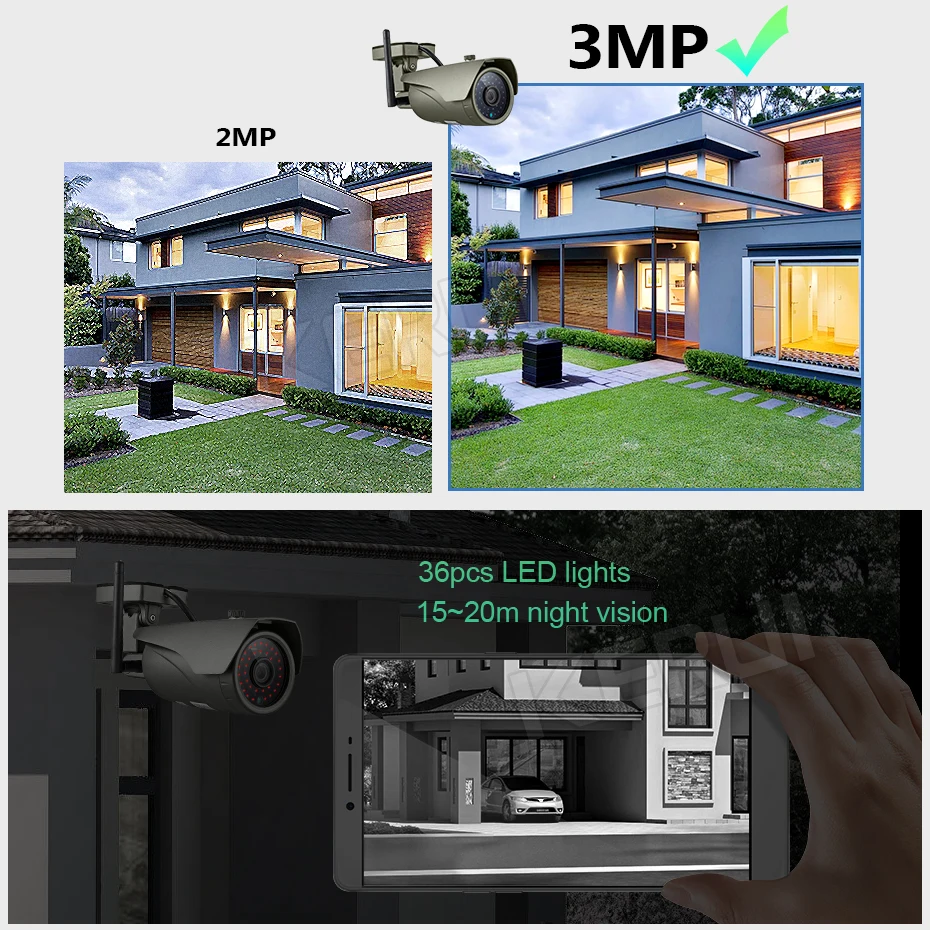 IP-камера KERUI беспроводная наружная Водонепроницаемая Full HD 3MP Wifi GSM камера |