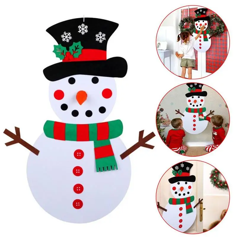 

Christmas DIY Felt Snowman Ornaments New Year Gift For Kids Toys Decorations for Hanging Door Kit Christma