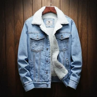 denim sherpa jacket men winter lambswool jackets thick fleece coat fashion casual warm blue jeans jacket coat plus size 6xl