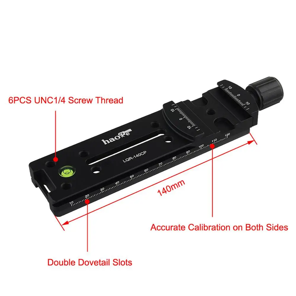 Хаоге 140мм Нодальный слайд двойной замок с панорамной головкой для макросъемки на близком расстоянии, подходит для систем Arca, Benro, Kirk, Markins, RRS.