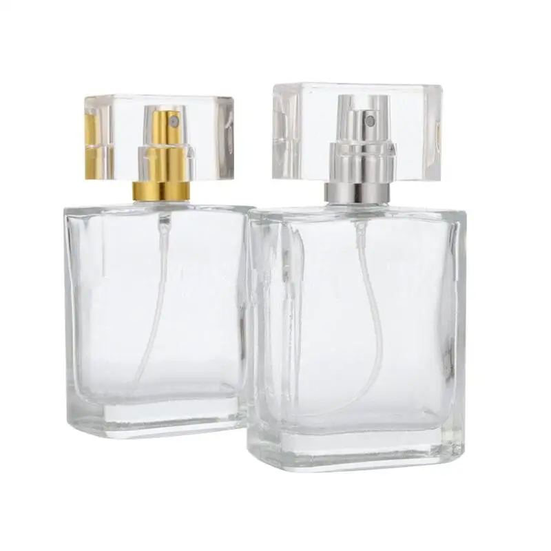 

30ml 50ml Empty Glass Perfume Bottles Wholesale Square Spray Atomizer Refillable Bottle Scent Case LX3421