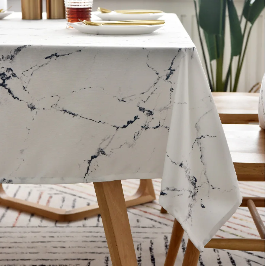

Nordic marble printed cotton thick tablecloth rectangular dustproof tablecloth multi-functional cover towel