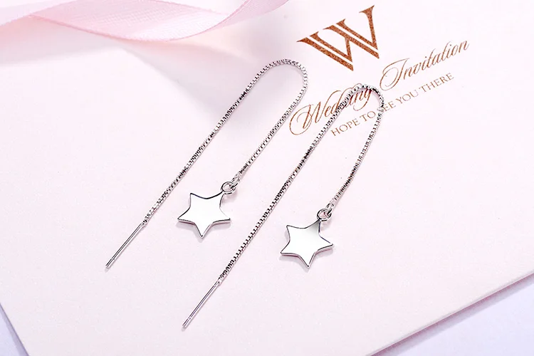 YH-ZL 925 Sterling Silver Red Star Long Tassel Earrings For Women Teens Drop | Украшения и аксессуары