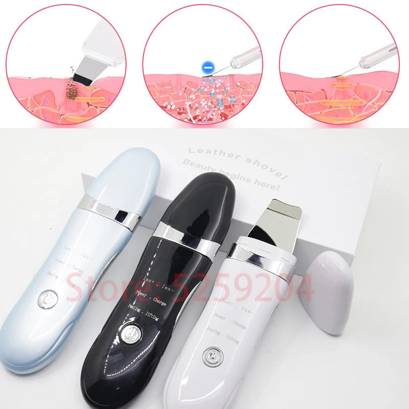 

Ultrasonic Skin Scrubber Facial Clean Scrubber Blackhead Removal Ultrasonic Pore cleaner Spatula Face Peeling Face Lifting tool