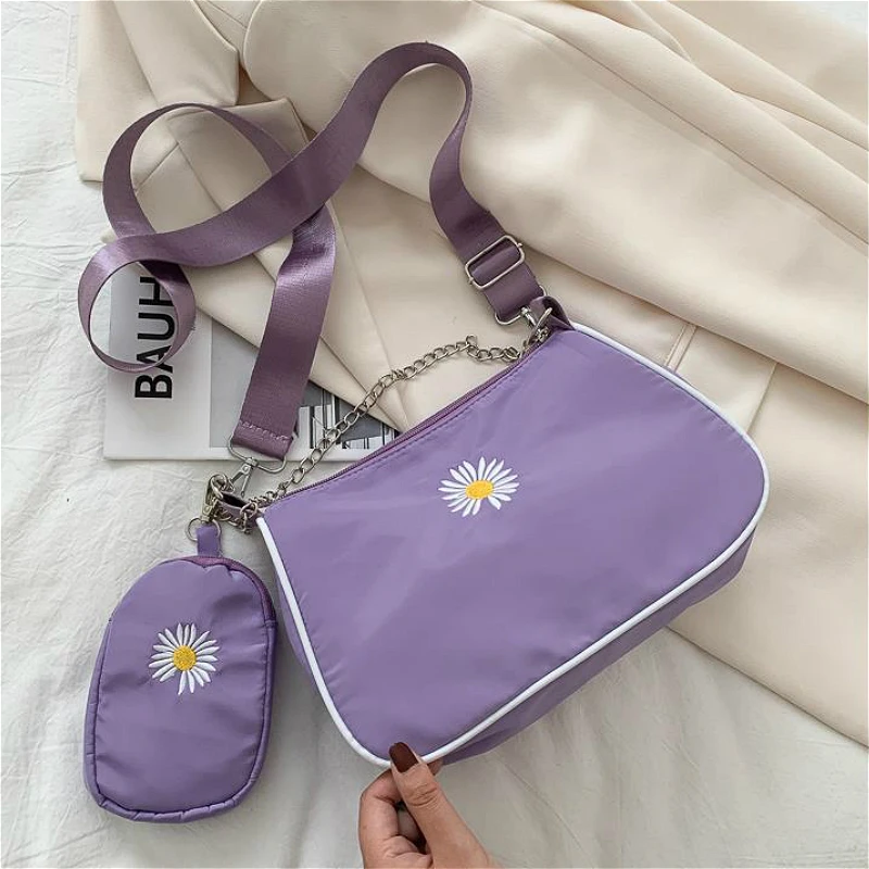 

Daisy Flower Women Hobos Messenger Bags Fashion Nylon Ladies Small Shoulder Bag Female Armpit Purse Handbags cool Girls Tote Bag
