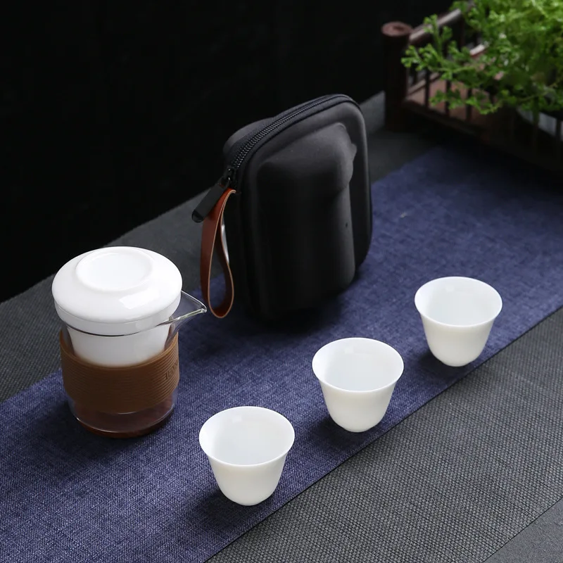 

Set of ceramic travel kungfu tea set Simple tea brewing set for outdoor tourism Express cup Tea set suit