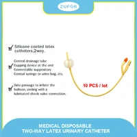 10pcslot disposable urinary catheter medical sterilization 2 way latex foley catheter urine catheter with silicone coated