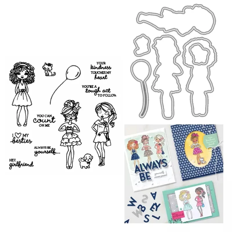 

GIRLFRIEND Metal Cutting Dies And Stamps Set Scrapbooking Steel Craft Die Cut Embossing Paper Cards Stencils Scrapbook Dies 2021