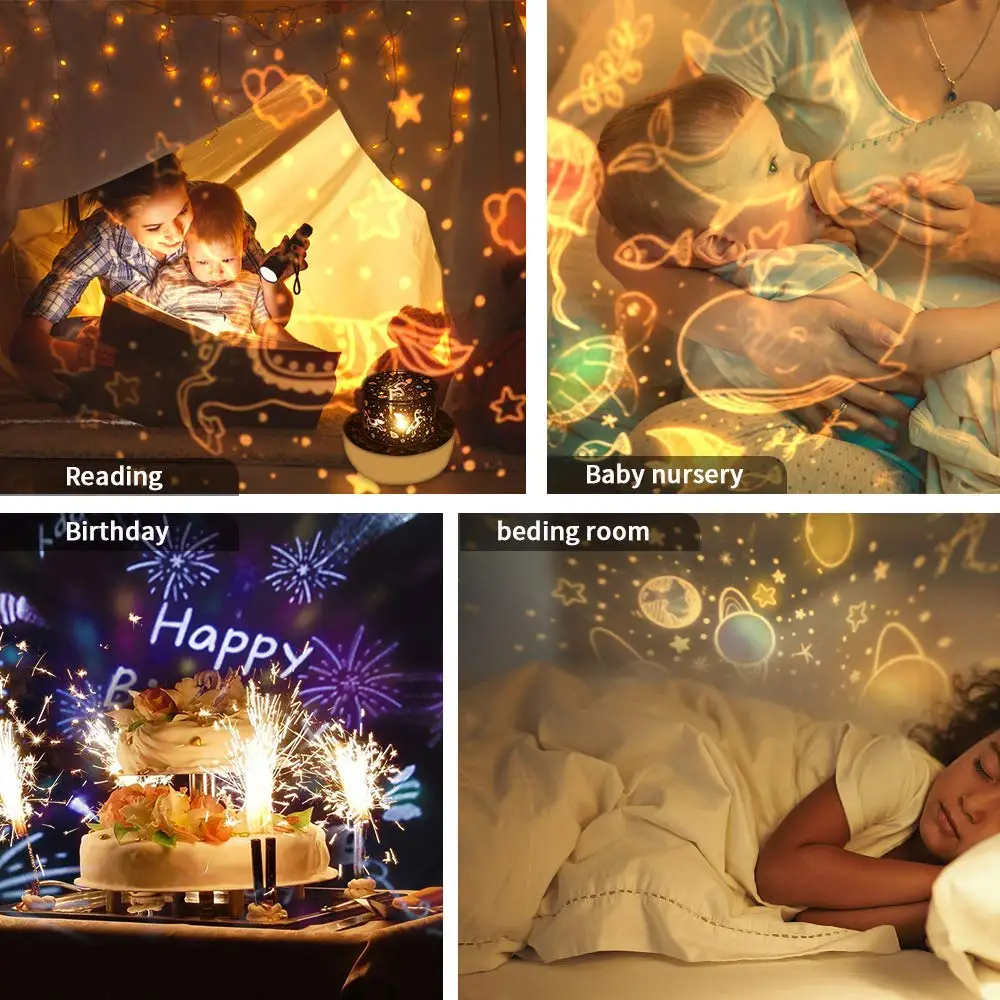 Star Night Light Projector LED Projection Lamp 360 Degree Rotation 6 Films for Kids Bedroom Home Party Decor | Лампы и освещение
