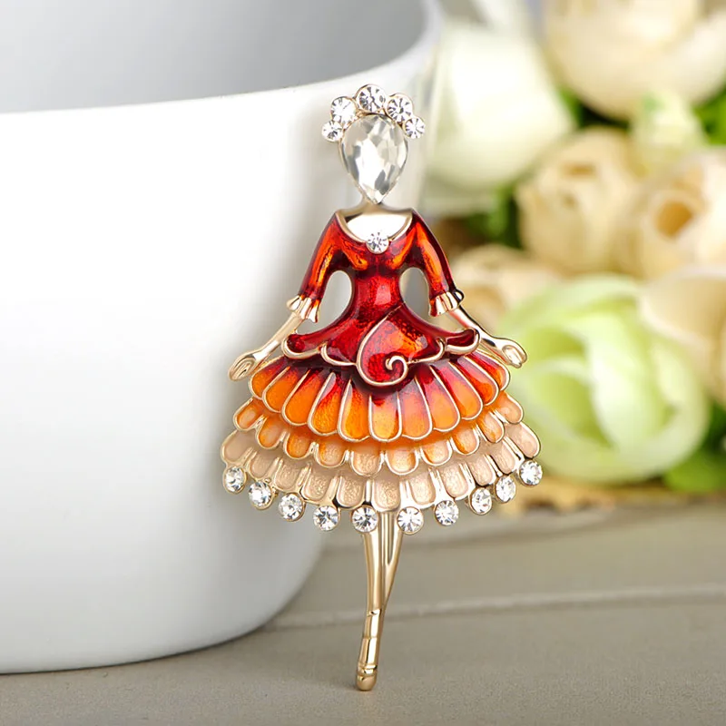 Брошь FUNMOR в виде яркой фигуры эмалированная брошь с кристаллами для танцев