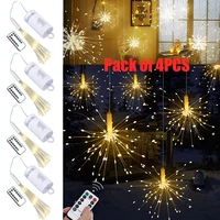 4pcs remote control waterproof firework light led copper wire strip string light for wedding decor led christmas fairy light d20