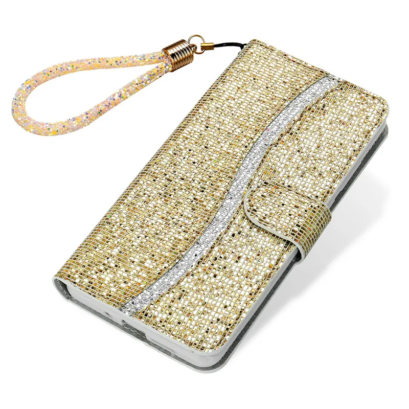 Glitter Filp Leather Case For iPhone 11 12 Pro Max SE 2020 XS XR 7 8 Plus Card Holder Bling Back Cover Phone Stand | Мобильные