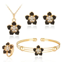 stainless steel love heart jewelry sets crown butterfly pearl necklace earring bracelet rings for women trendy jewelry accessory
