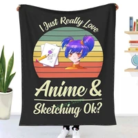 i just really love anime and sketching ok cute kawaii anime t shirt throw blanket 3d printed sofa bedroom decorative blanket