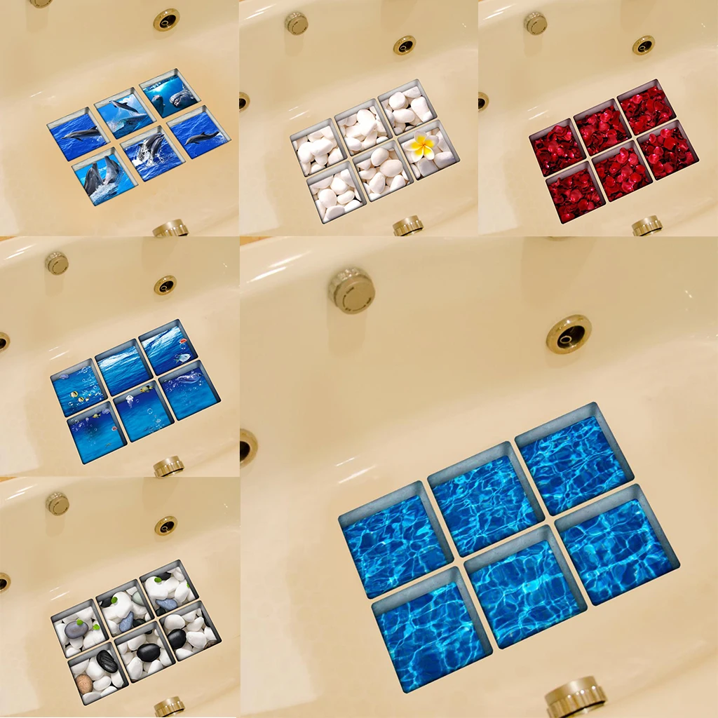 1 комплект из 6 предметов 3D противоскользящие татуировки для ванны наклейки