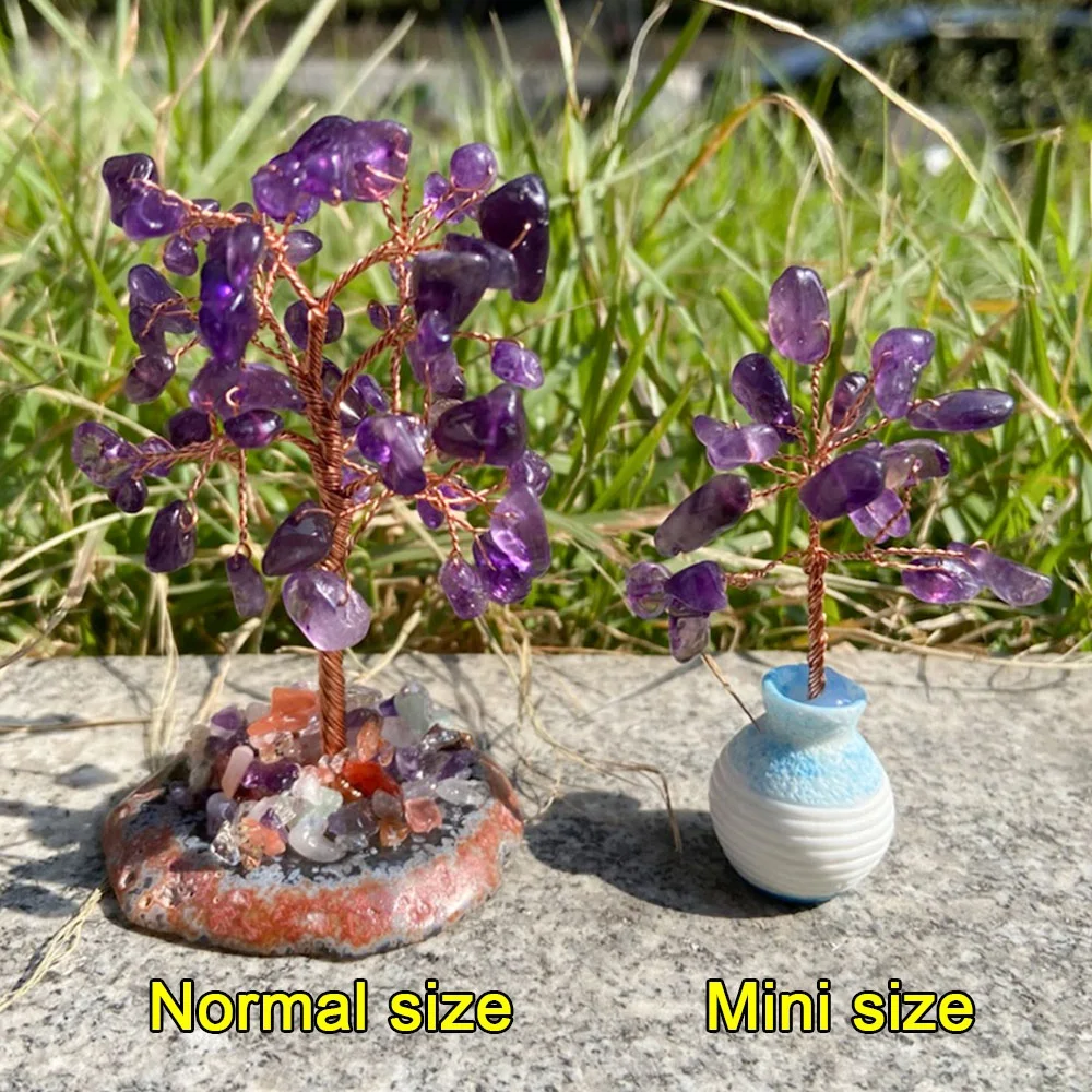 Natural Crystal Tree Amethyst Rose Quartz Aquamarine Lucky Agate Slices Mineral Stone Feng Shui Home Room Decor Figure | Дом и сад