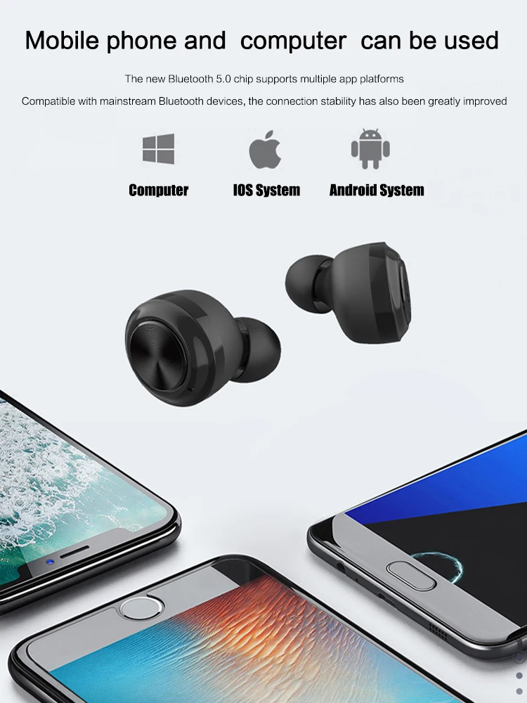 A6 наушники вкладыши TWS с беспроводной портативный мини bluetooth зарядным чехол