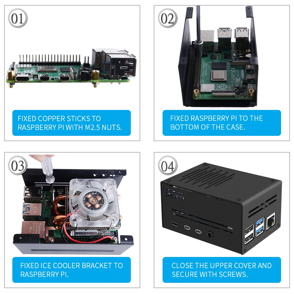 52Pi льда башенный вентилятор металлический чехол с 7 цветов RGB меняющийся