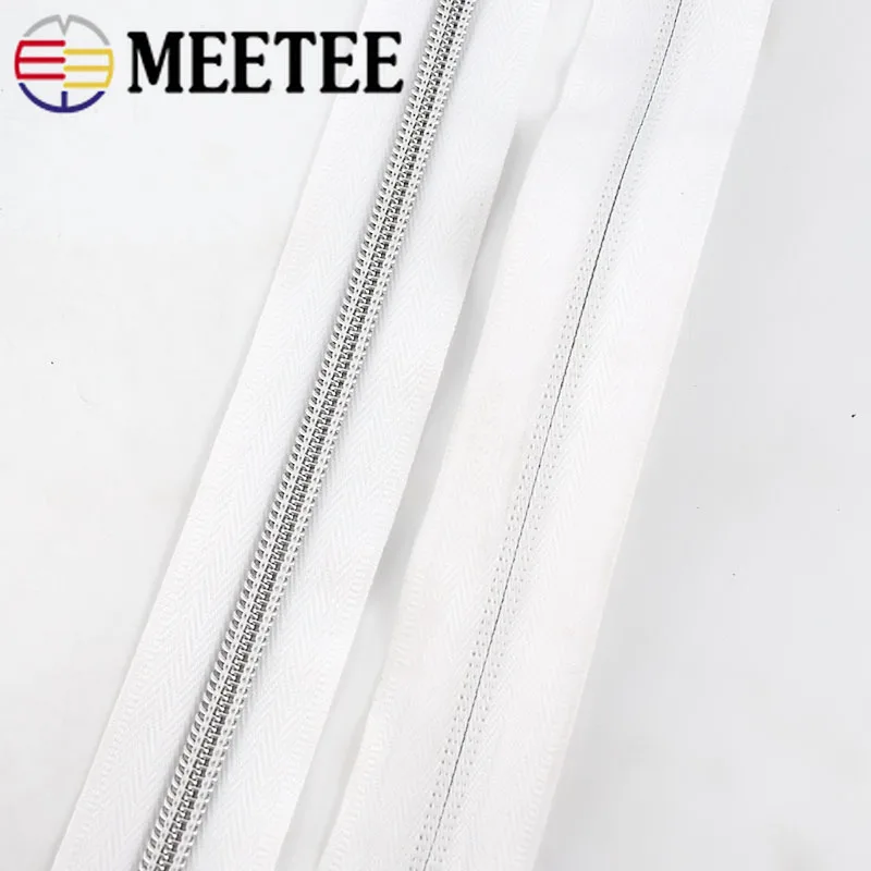 

10/20m Meetee Nylon Code Loading Zipper Gold Tooth Coil Zips for Sewing DIY Open-End Bags Sports Garment Accessories ZA030