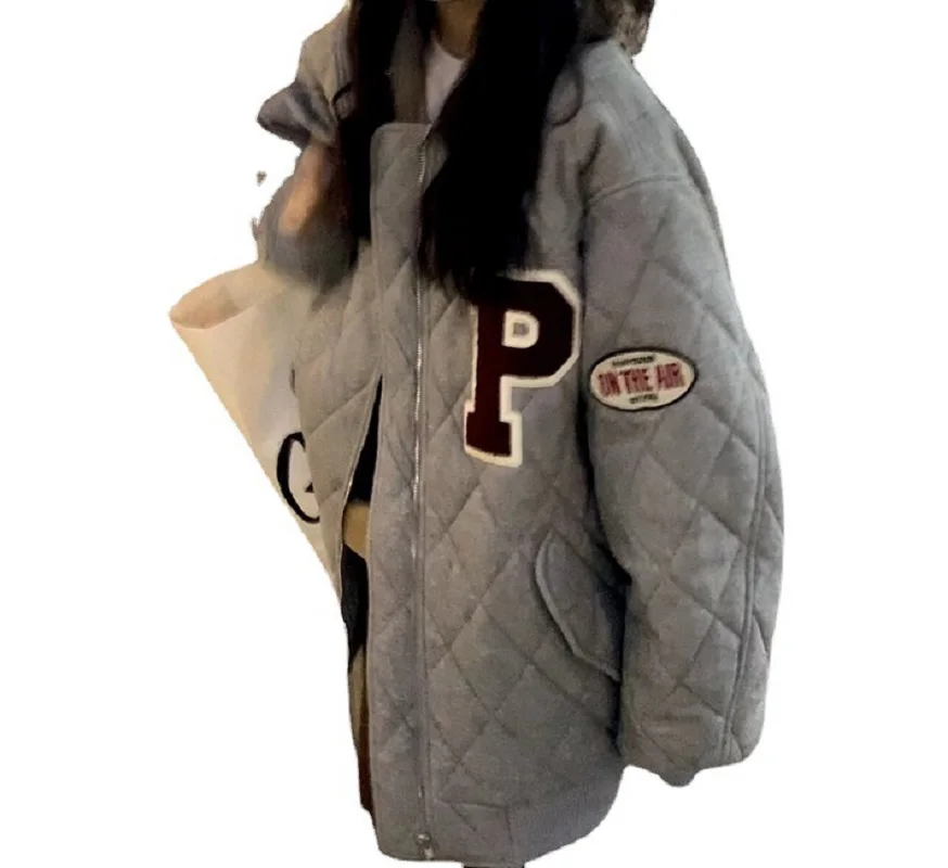 Джессик Lingge с надписью ретро в гонконгском стиле хлопковая куртка Женская осенне-зимняя бейсбольная униформа в студенческом стиле Свободная Женская