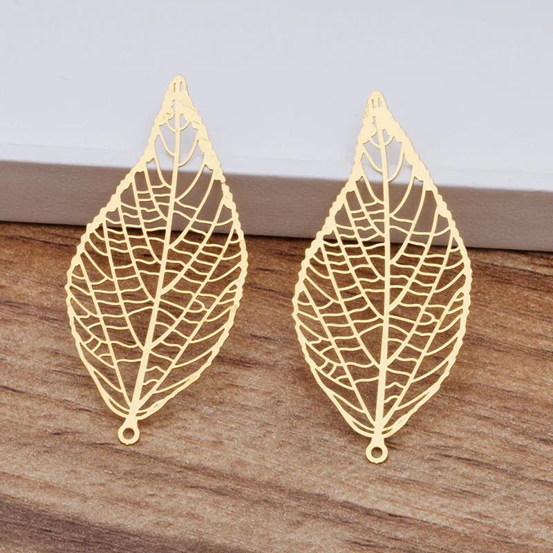 43x20mm Filigree Leaf Earring &amp Pendant Drops Findings DIY Crafts Vintage Charms Metal Hair Clasp Bu Yao Making Multi-color | Украшения