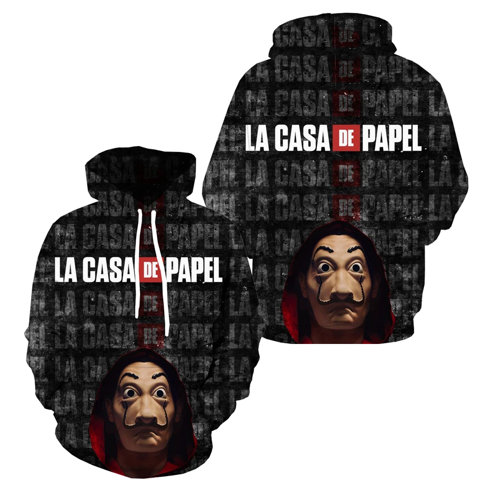 

3d Hoodies Money Heist Hoodie Men Funny Hoodie Print Halloween Sweatshirt Printed Harajuku Hooded Casual Mens Clothing