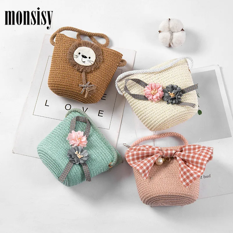 Детская соломенная сумка Monsisy из ротанга для мальчиков и девочек Детский кошелек