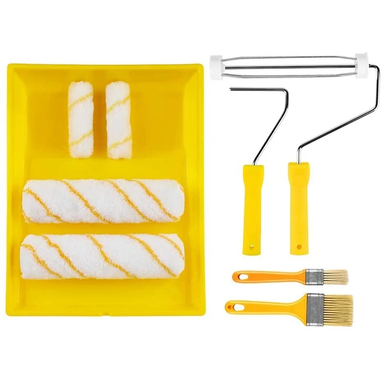 

10 Pcs Paint Roller Brushes Kit Mini Paint Tray Set Microfiber Roller Covers For Interior Wall Painting Repair Brush