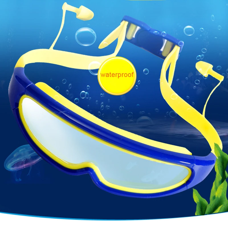 

Swim Goggles for Kids Anti-Fog UV Protection Clear Wide Vision Swim Glasses With Earplug for 4-15 Years children Outdoor Sports