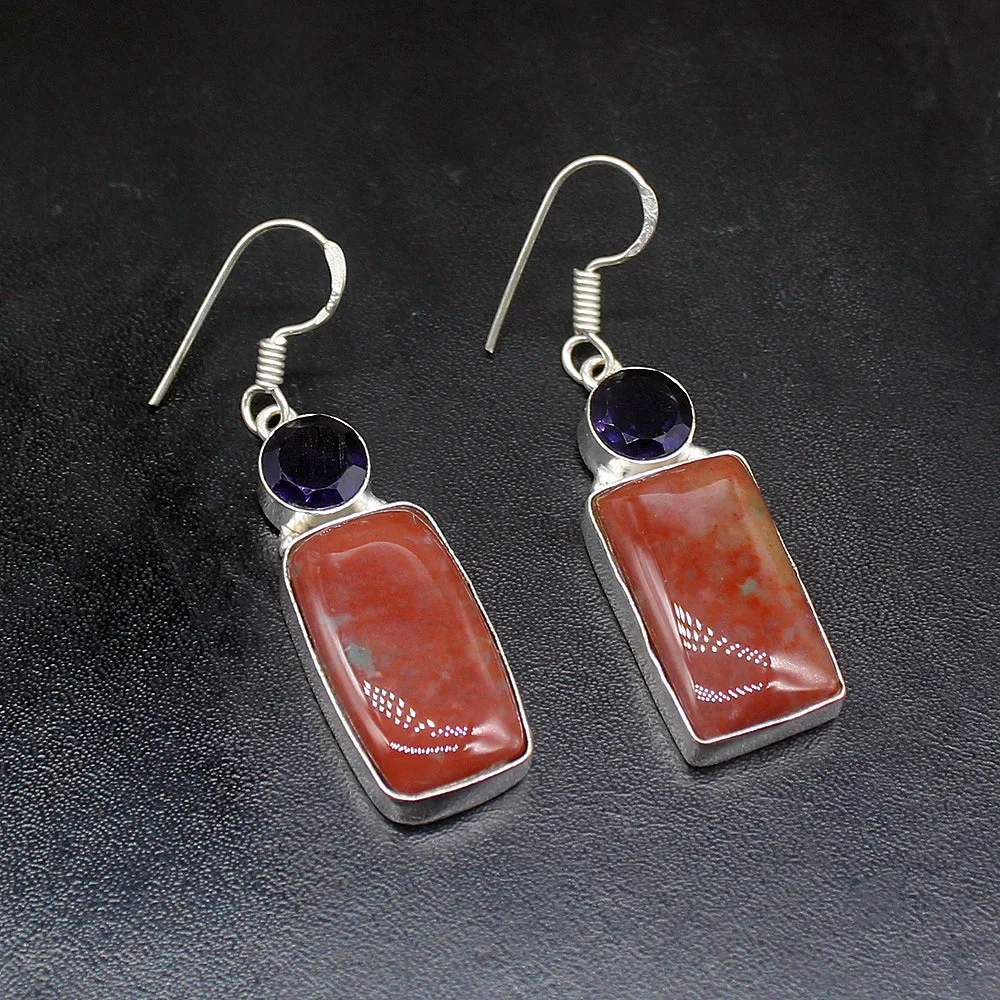 Gemstonefactory Big Promotion 925 Silver Sea Sediment Purple Amethyst Women Ladies Gifts Dangle Drop Earrings 20212421